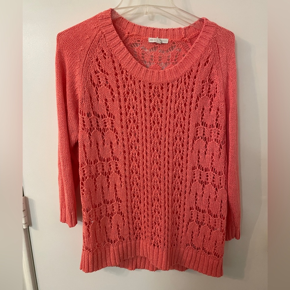 New York and Company crochet 3/4 sleeve blouse